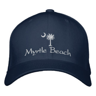 Witte Myrtle Beach Palmetto Geborduurde Hoed Pet