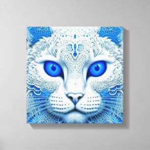 Witte Mystieke Kat Etherische AI Kunst Canvas Afdruk