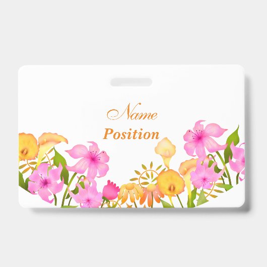 Witte naam bloementuin badge (Voorzijde)