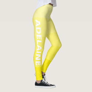 Witte naam Stijlvolle 5 kanariegele tinten blokk Leggings