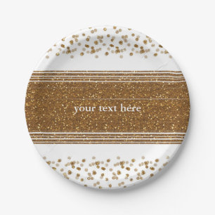 Witte nama geborsteld gouden glitters feestborden papieren bordje