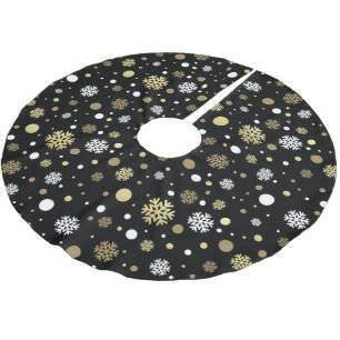Witte namaak gouden sneeuwvlokken polkadots op zwa kerstboom rok