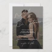 Witte namen script kalligrafie foto bruiloft kaart (Voorkant)