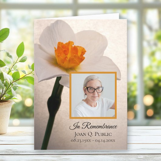 Witte narcis lente begrafenisdienst gevouwen programma