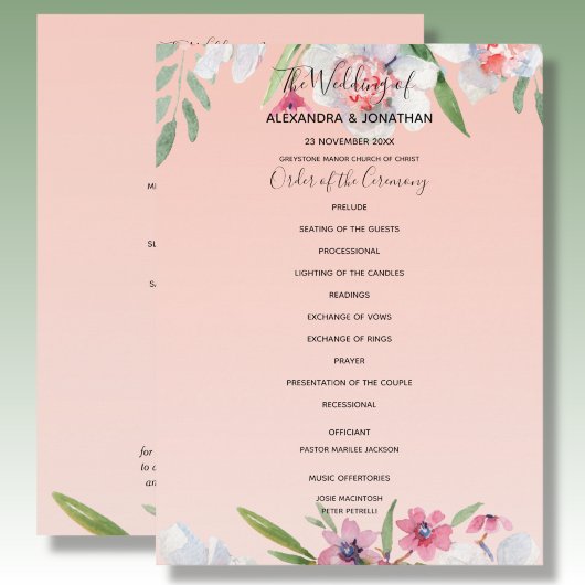 Witte Narcis op Abrikozen Roze Huwelijksprogramma Programma