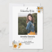 Witte narcis Viering van het Leven Fotokaart Aankondiging (Voorkant)