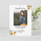 Witte narcis Viering van het Leven Fotokaart Aankondiging (Staand voorkant)