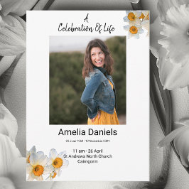 Witte narcis Viering van het Leven Fotokaart Aankondiging