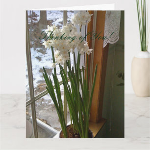 Witte narcissen in venster Gepersonaliseerd Wenska Kaart