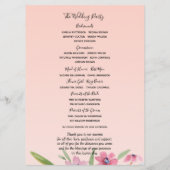 Witte Narcissus op Abrikoos Roze Bruiloft Programm Programma (Achterkant)