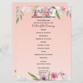 Witte Narcissus op Abrikoos Roze Bruiloft Programm Programma (Voorkant / Achterkant)