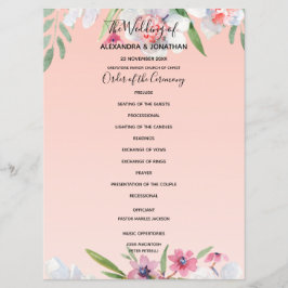 Witte Narcissus op Abrikoos Roze Bruiloft Programm Programma