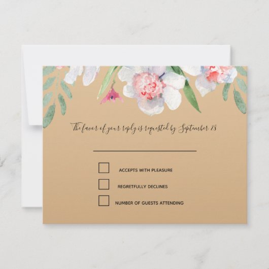 Witte Narcissus op Champagne RSVP en Menu (Voorkant)