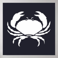 witte nautische CRAB-silhouet op blauw van de mari