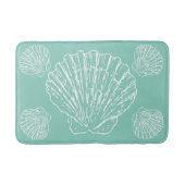 Witte nautische zeeschelp op zeeschuim groen badmat (Voorkant)