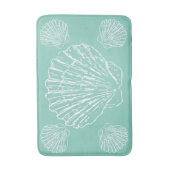 Witte nautische zeeschelp op zeeschuim groen badmat (Voorkant Verticaal)