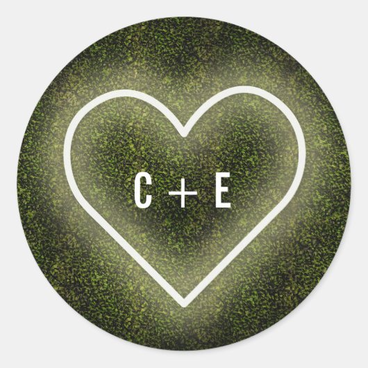 Witte Neon Hart Boxwood Bruiloft Ronde Sticker (Voorkant)