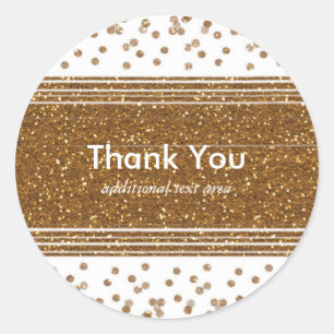 Witte nep geborsteld gouden glitter feeststickers ronde sticker