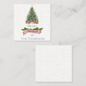 Witte & nep roze glitterslinger | Prettig kerstfee Notitiekaartje (Voorkant / Achterkant)