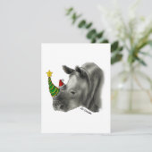 Witte neushoorn - kerstkaart (Staand voorkant)