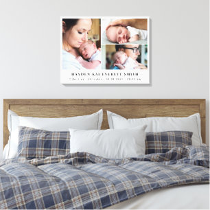 Witte neutrale babyfoto-collage nieuwe baby canvas afdruk
