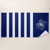 Witte octopus met blauwe en witte strepen strandlaken (Voorkant)