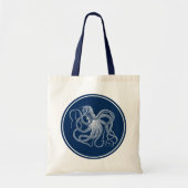 Witte  Octopus Navy-blue Circle Tote Bag (Voorkant)