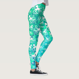 Witte octopus op Seafoam - Leggings