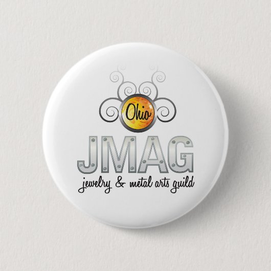 Witte OJMAG logo-toets Ronde Button 5,7 Cm (Voorkant)