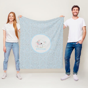 Witte Olifant Baby Moderne Jongen Blauw Fleece Deken