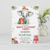 Witte Olifant Cadeau Uitnodiging (Staand voorkant)