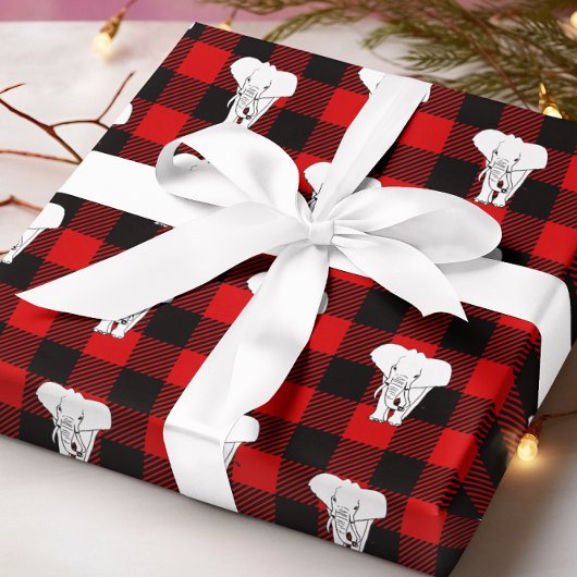 Witte Olifant Cadeau Uitwisseling Buffalo Plaid Cadeaupapier