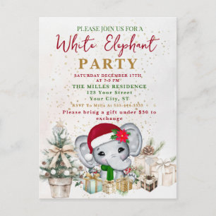 Witte Olifant Cadeau Uitwisseling Feest Briefkaart