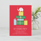 Witte olifant cadeau uitwisseling Feest Uitnodigin Kaart (Staand voorkant)