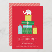 Witte olifant cadeau uitwisseling Feest Uitnodigin Kaart (Voorkant / Achterkant)