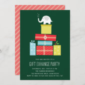 Witte olifant cadeau uitwisseling Feest uitnodigin Kaart (Voorkant / Achterkant)