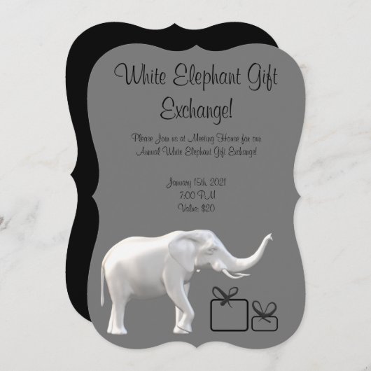 Witte olifant Exchange nodigt uit Kaart (Voorkant / Achterkant)