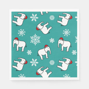 Witte Olifant Feest Kerstmis (Turquoise) Papieren Servet
