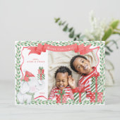 Witte Olifant Foto Kerstmis Kaart (Staand voorkant)