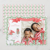 Witte Olifant Foto Kerstmis Kaart (Voorkant / Achterkant)