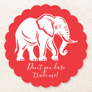 Witte Olifant Grap Geschenk Kartonnen Onderzetters