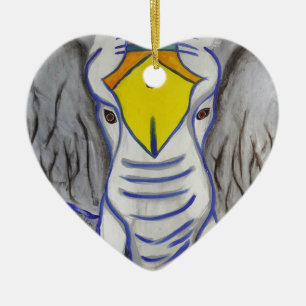 Witte olifant keramisch ornament