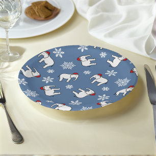 Witte Olifant Kerst (Blauw) Papieren Bord