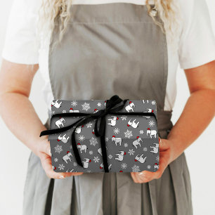 Witte Olifant Kerst (Grijs) Inpakpapier