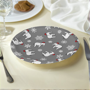 Witte Olifant Kerst (Grijs) Papieren Bord