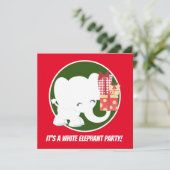 Witte olifant kerstfeest kaart (Staand voorkant)
