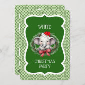 Witte olifant kerstfeest uitnodiging (Voorkant / Achterkant)