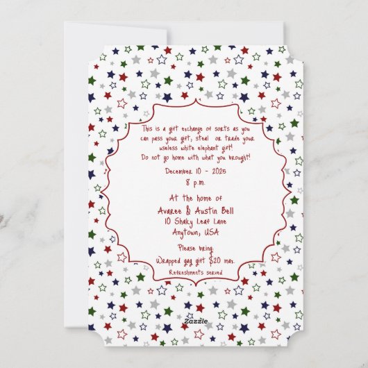 Witte olifant kerstfeest uitnodiging (Achterkant)