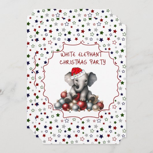 Witte olifant kerstfeest uitnodiging (Voorkant / Achterkant)