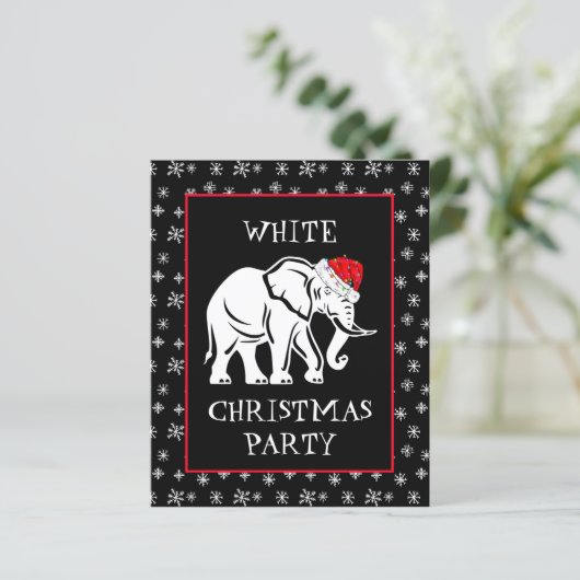 Witte olifant kerstfeest uitnodiging (Staand voorkant)